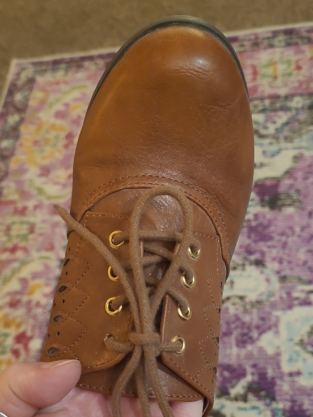 Brown Leather Lace-Up Oxford Shoes